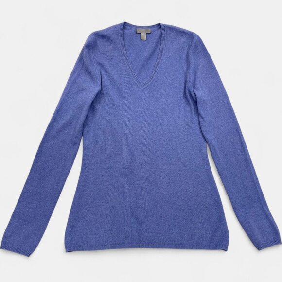 Charter Club Women's Small 2-Ply Cashmere Sweater Blue V-Neck Long Sleeve - Picture 1 of 6